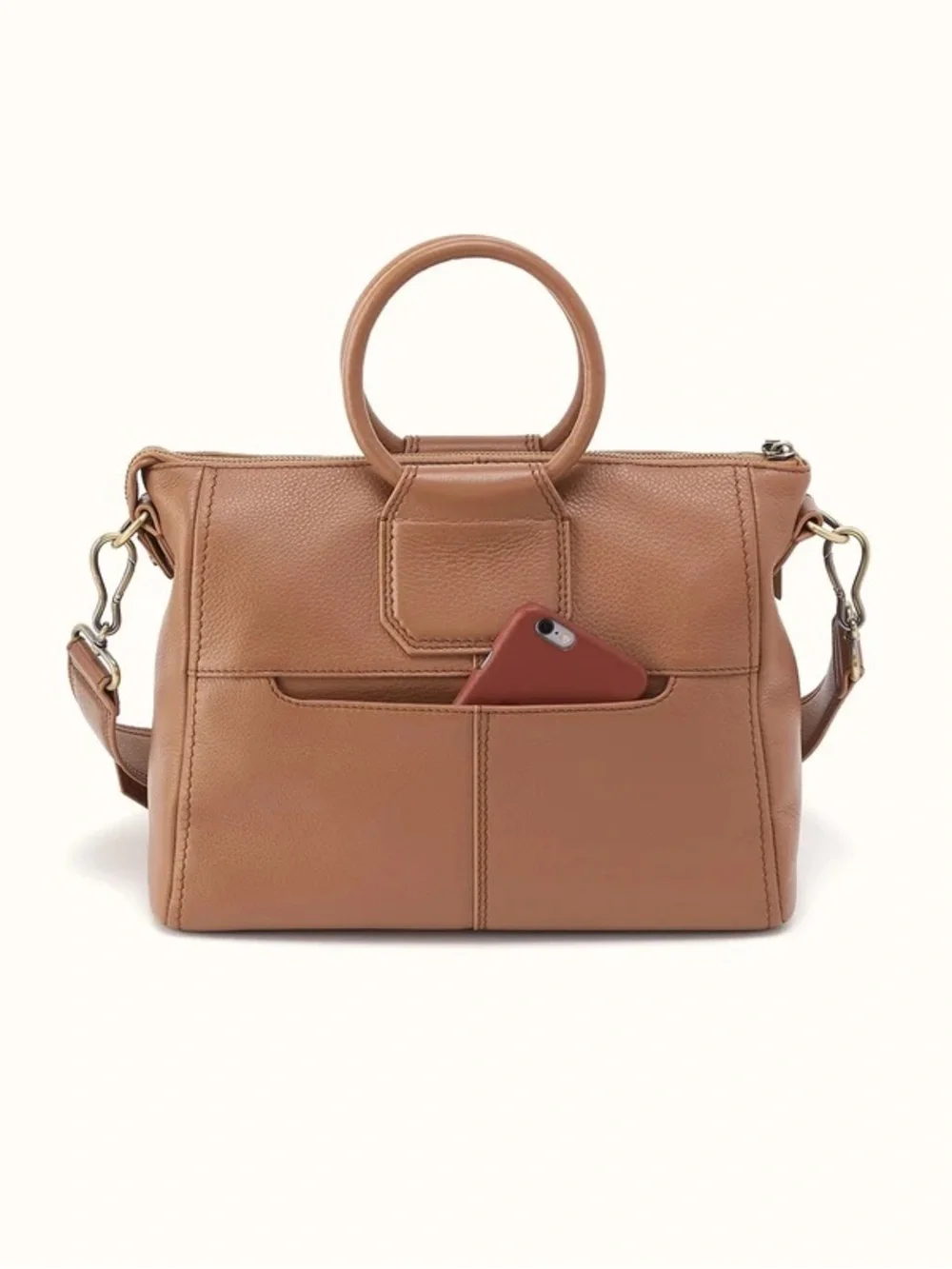 HOBO Sheila Medium Satchel in Brown Sugar Pebbled Leather